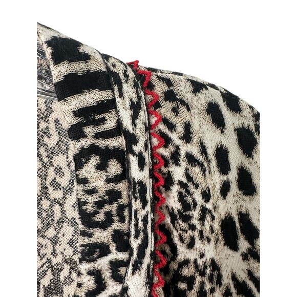Marc Cain Cheetah Print Casual Stretch Long Sleeve Open Front Cardigan Size 2 - Picture 4 of 13